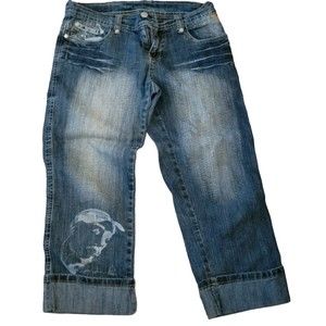 Makaveli Womens Blue Regular Fit Mid Wash Low‎ Rise Denim Straight Jeans Size 5
